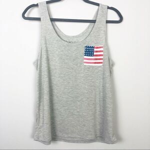 FIFTH SUN | Gray American Flag USA Sleeveless Tank Top Women’s Size Large